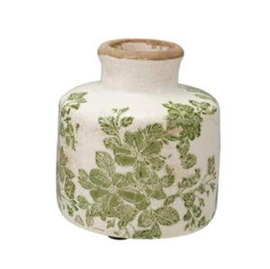 Stoneware Vase with Botanicals