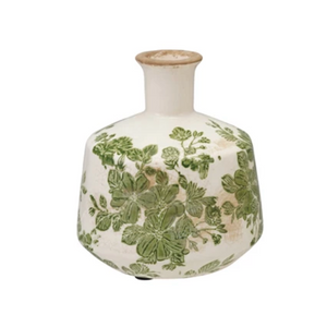 Stoneware Vase with Botanicals