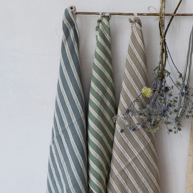 Woven Cotton Double Cloth Striped Tea Towel