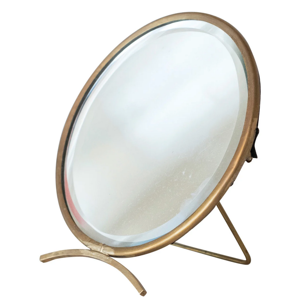 Folding Brass Mirror, Antique Finish
