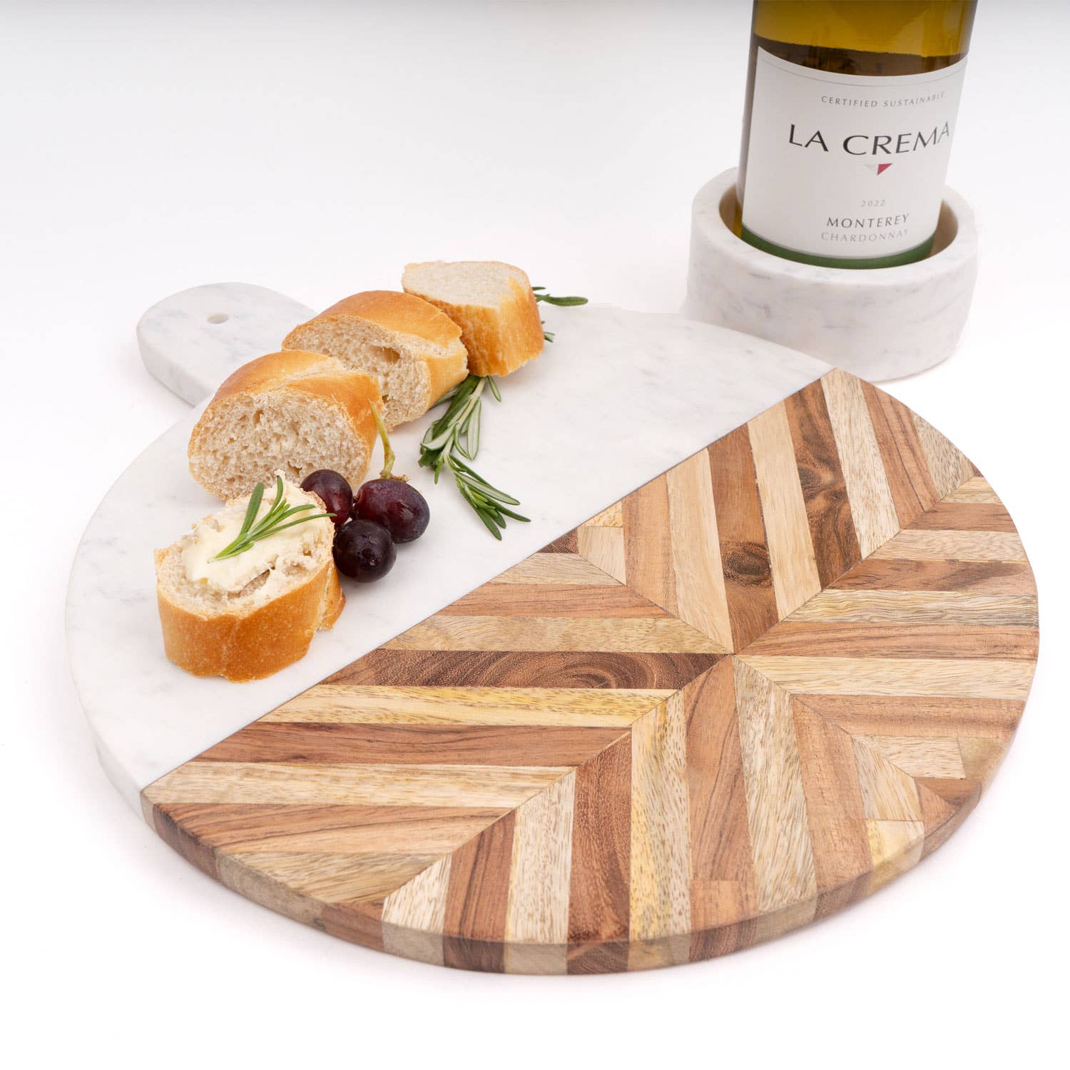 Serving Board, Marble & Wood Round Cheese Board
