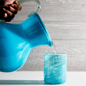 Handblown Glass Pitcher - Aqua