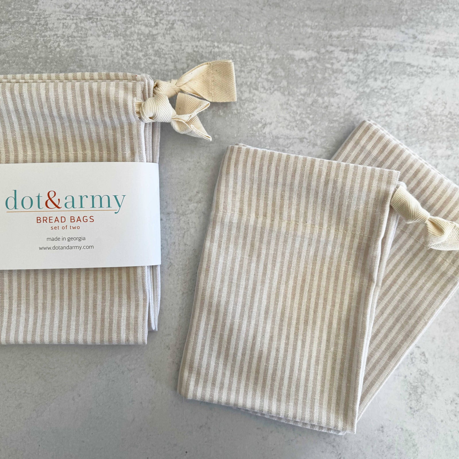 Stripe Linen Bread Bags,  Wheat