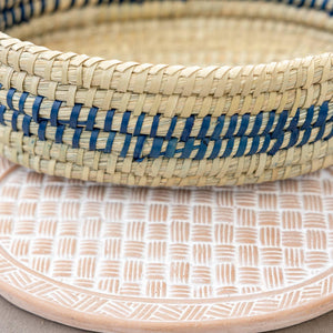 Oval Basket Weave Blue Bread Warmer