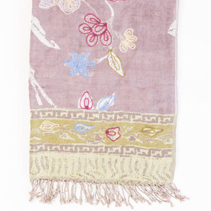 Woven Embroidered Women's Wool Wrap: Salmon