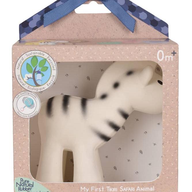 Zebra Natural Organic Rubber Teether, Rattle & Bath Toy