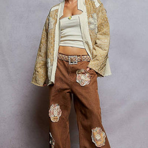 Paisley Pattern Patch Jacket: Natural