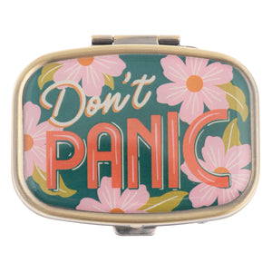 Small Metal Pill Case: Don't Panic