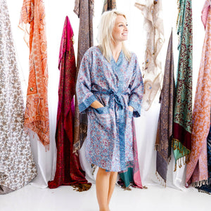 Art Silk Sari Kimono Knee Length
