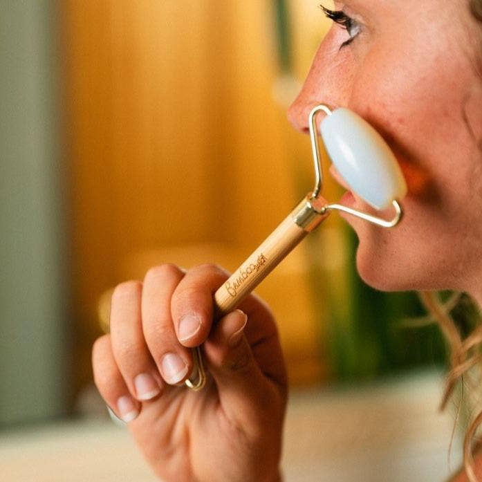 Bamboo Facial Massage Roller | Self Care Bestseller: Rose Quartz