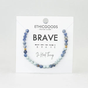Morse Code Bracelet | BRAVE: Emerald Quartz & Green Aventurine