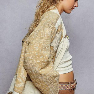 Paisley Pattern Patch Jacket: Natural