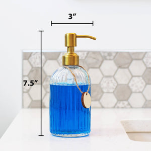 Refillable 14oz Glass Lotion/Soap Bottle - Brass Pump