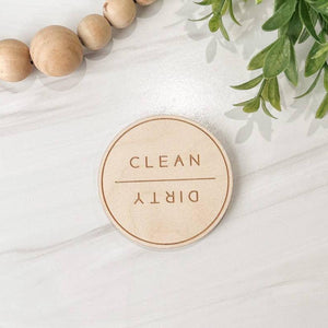 Wooden Clean | Dirty Dishwasher Magnet: Circle