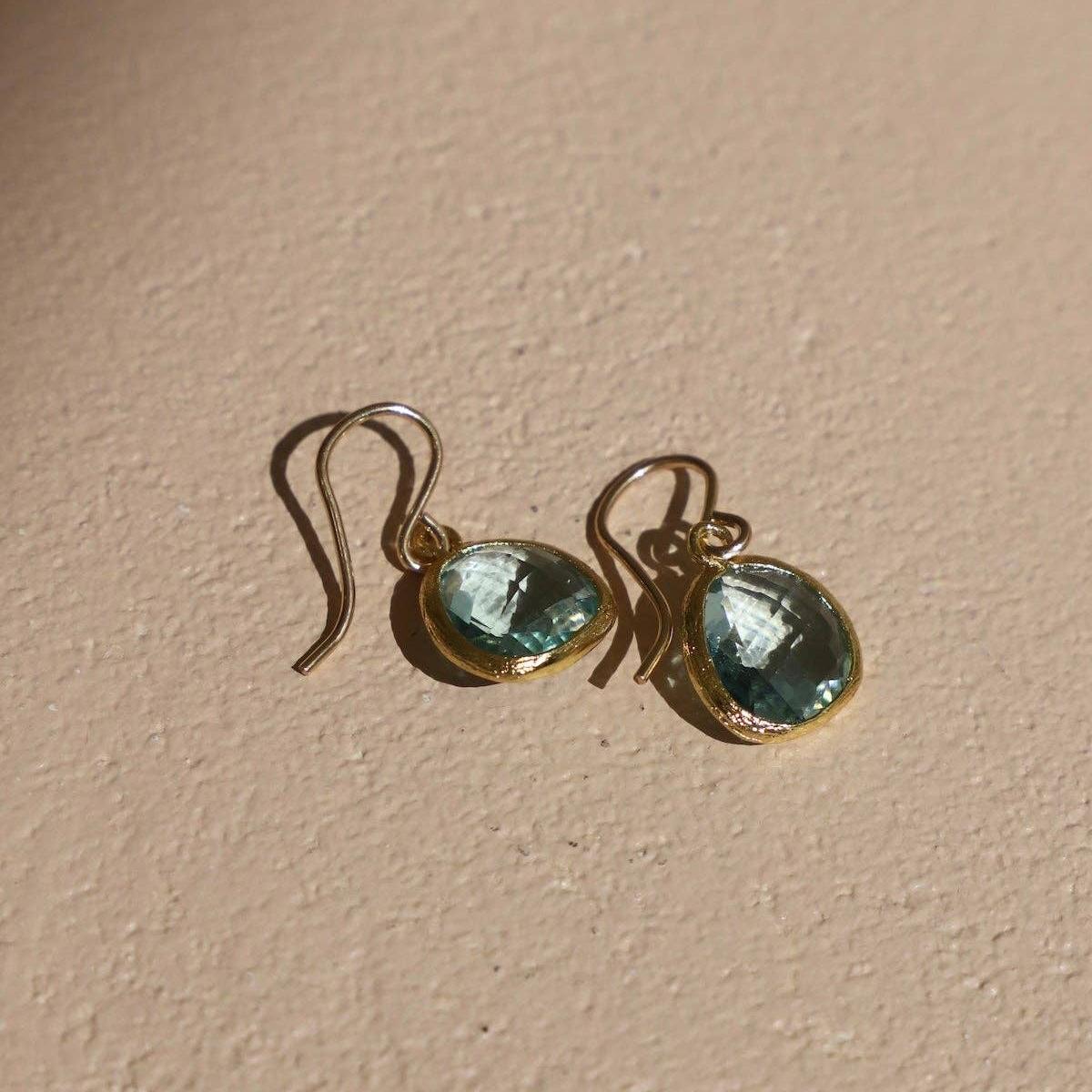 Aquamarine Bezel Earrings