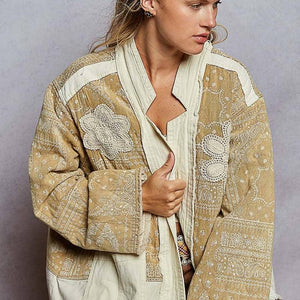 Paisley Pattern Patch Jacket: Natural