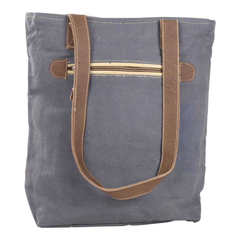 Grey And Tan Floral Tote