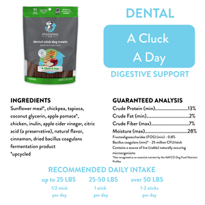 A Cluck A Day (Pre/Probiotic) Dental Sticks Dog Treats