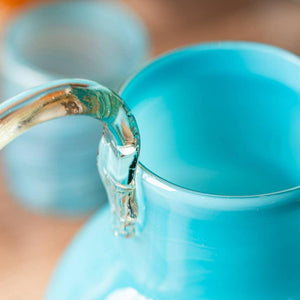 Handblown Glass Pitcher - Aqua