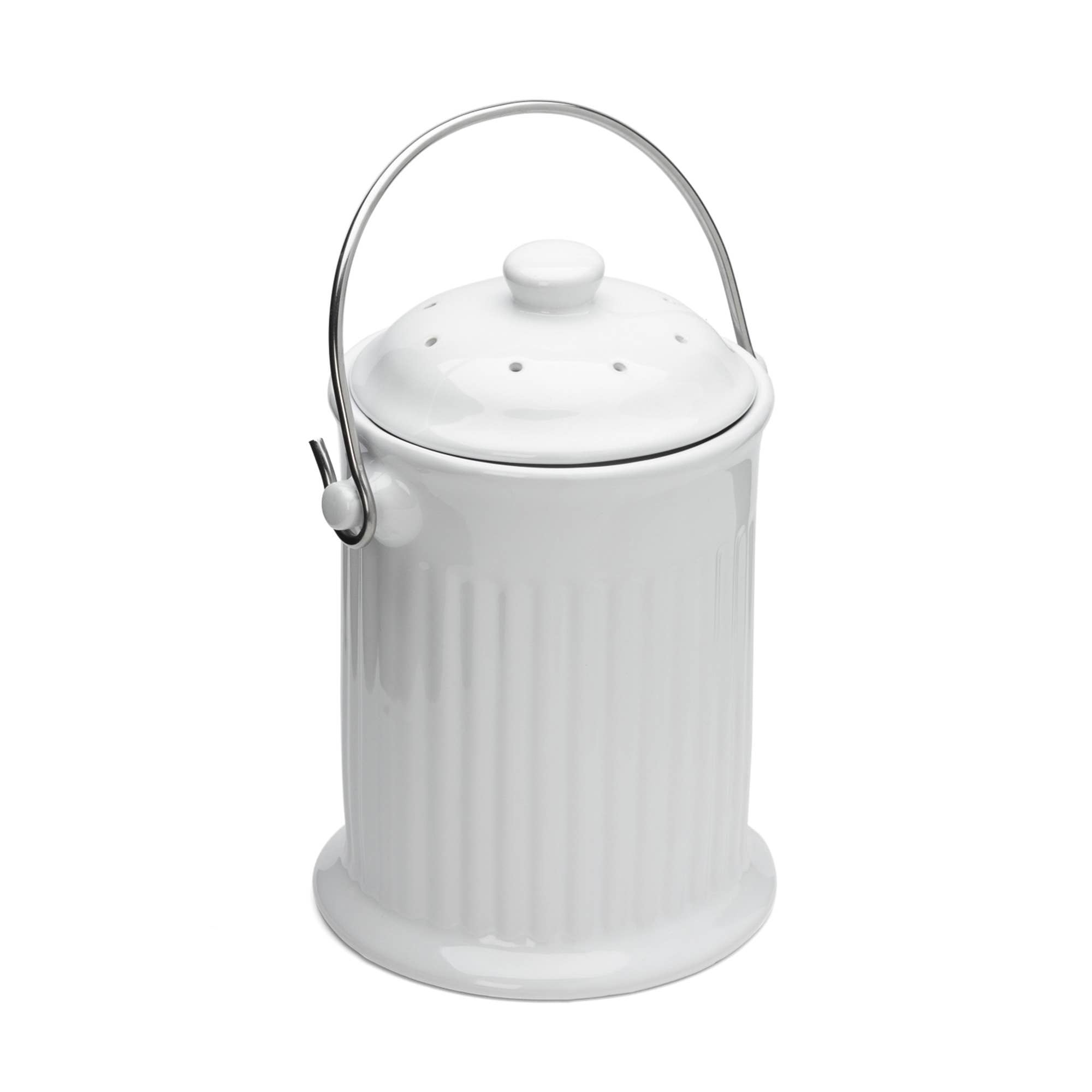 Ceramic Compost Bin 27-Ounce, White,4.5" x 5" x 7.5"