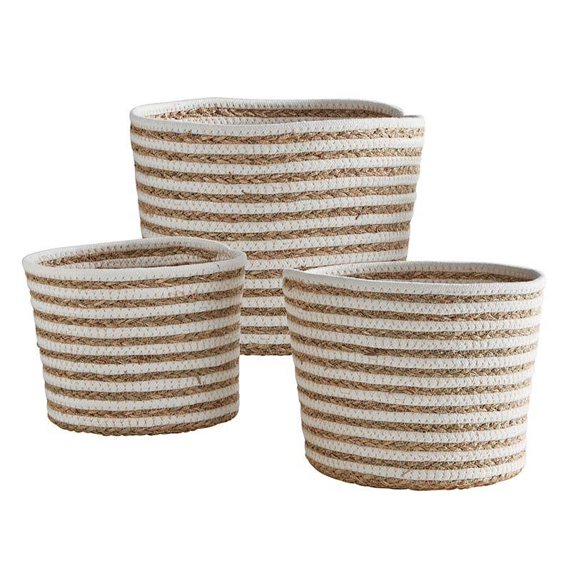 Striped Seagrass Baskets - Multiple Sizes