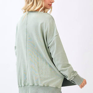 Flower Patch Mineral Wash Top: Sage
