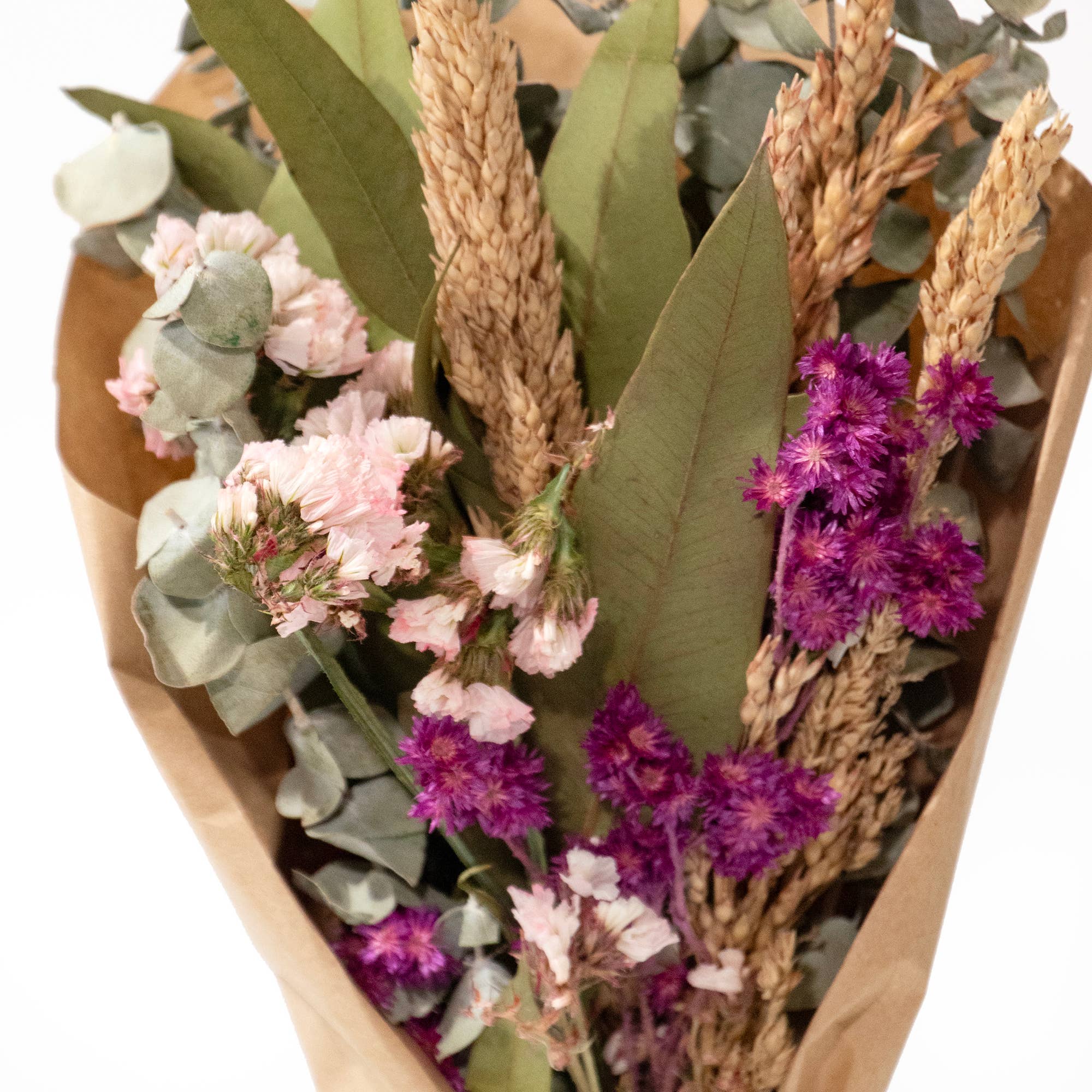 Petite Floral and Eucalyptus 12" Bouquet: Pink Floral - Lemon & Lavender
