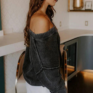 Black Mineral Wash Sweater