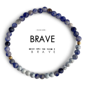Morse Code Bracelet | BRAVE: Emerald Quartz & Green Aventurine