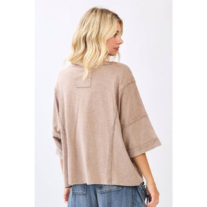 Crochet Patched Oversized Top: Latte