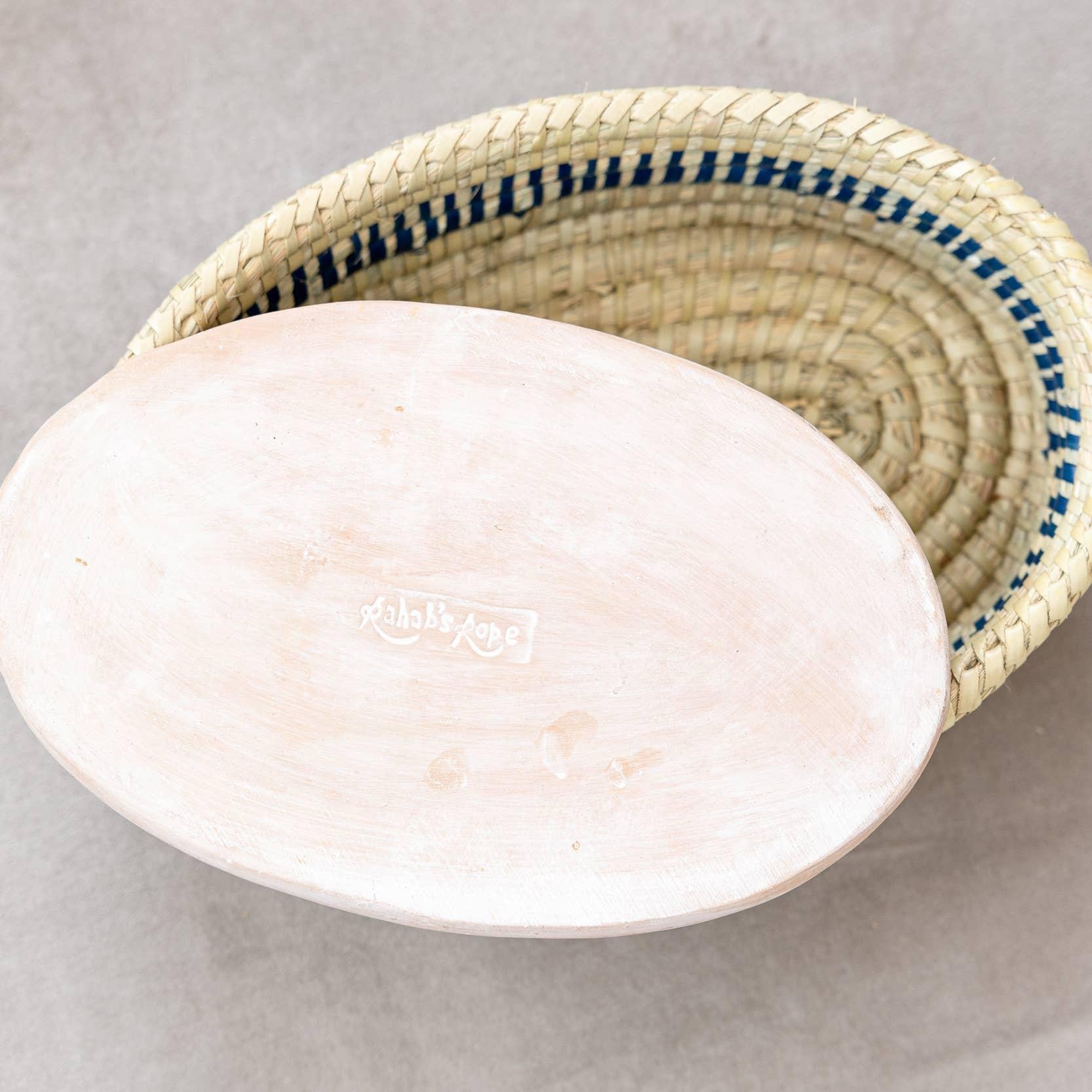 Oval Basket Weave Blue Bread Warmer