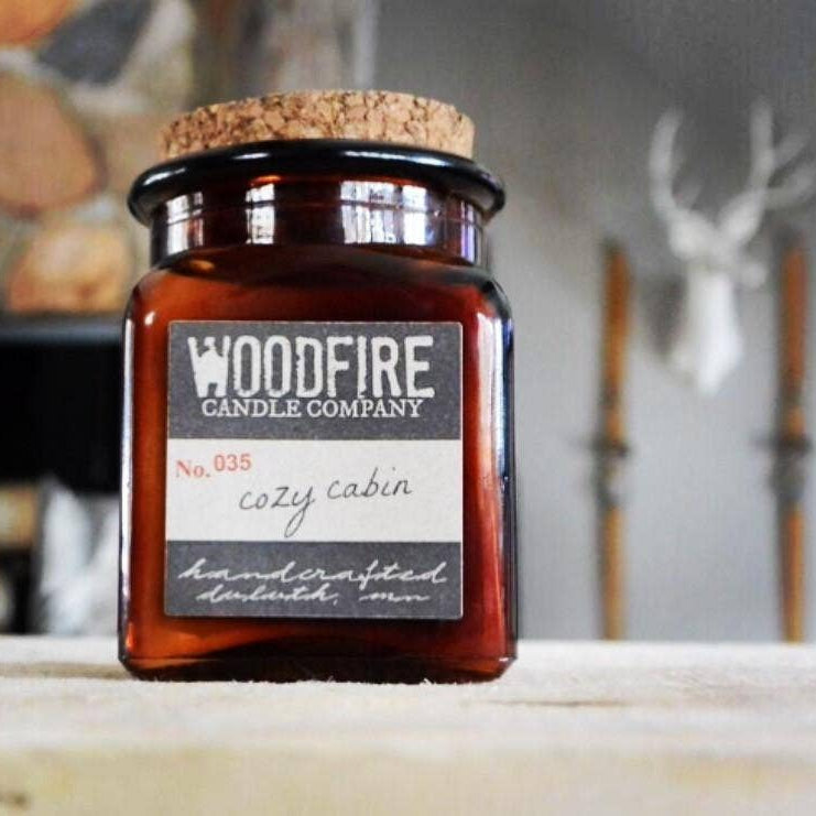 amber apothecary candle by Woodfire. Soy Candles. Woodwick, Lemon and Lavender