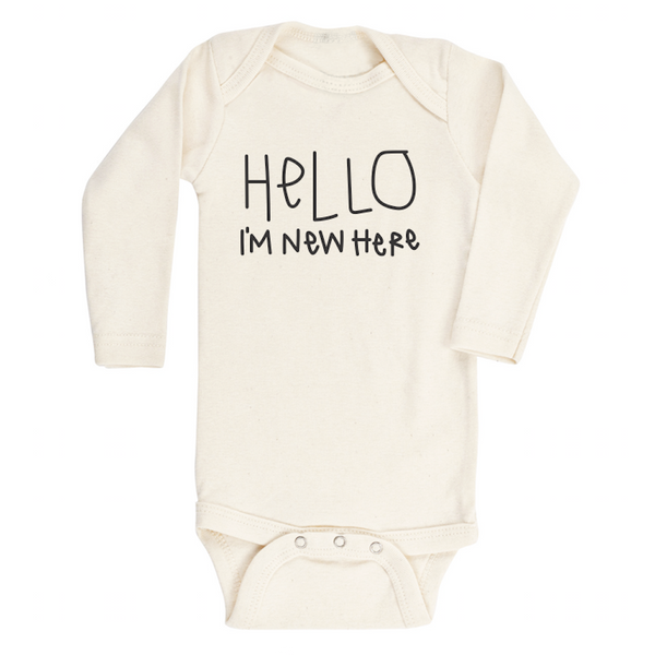 Hello Im New Here Organic Cotton Baby Bodysuit | Long Sleeve