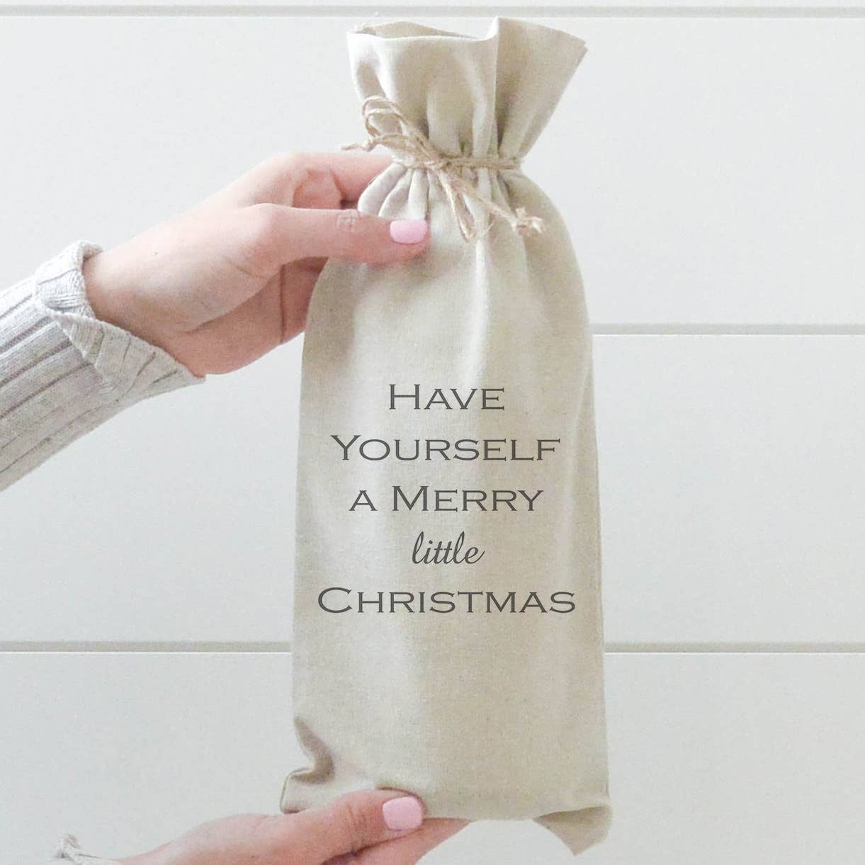 Little Christmas Wine Bag: Natural Cotton/Linen - Lemon & Lavender