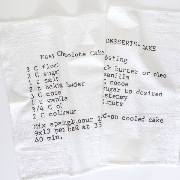Family Recipe Tea Towel Chocolate Cake