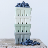4" Square Textured Stoneware Berry Baskets