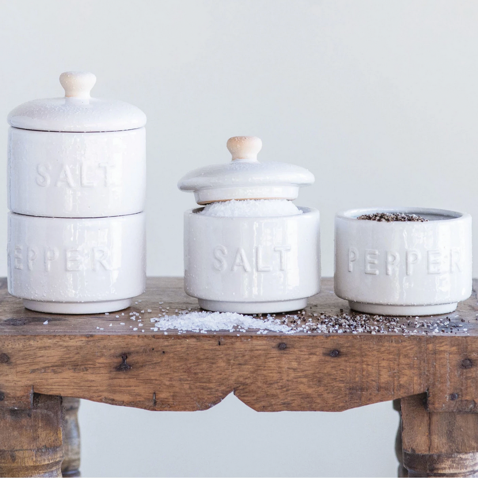 Salt and Pepper Pots with Lid, Set of 2 - Lemon & Lavender