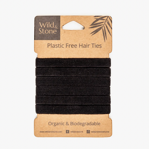 Hair Ties - Plastic Free - 6 Pack (Black) - Lemon & Lavender