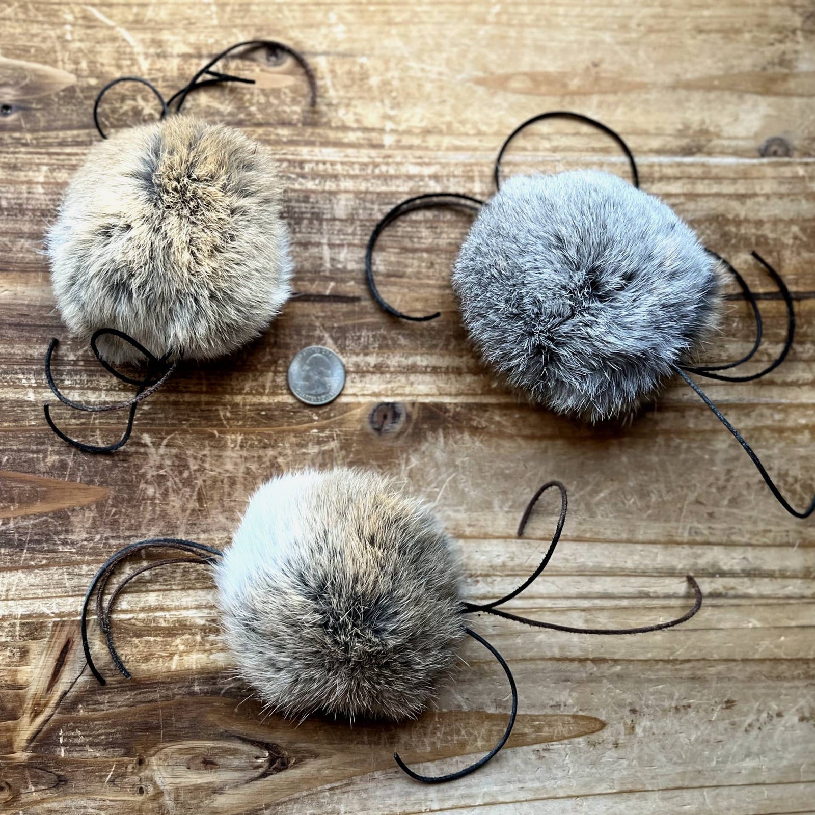 Furwhisker, Cat Toy, Natural Rabbit Fur, Leather Cord - Lemon & Lavender