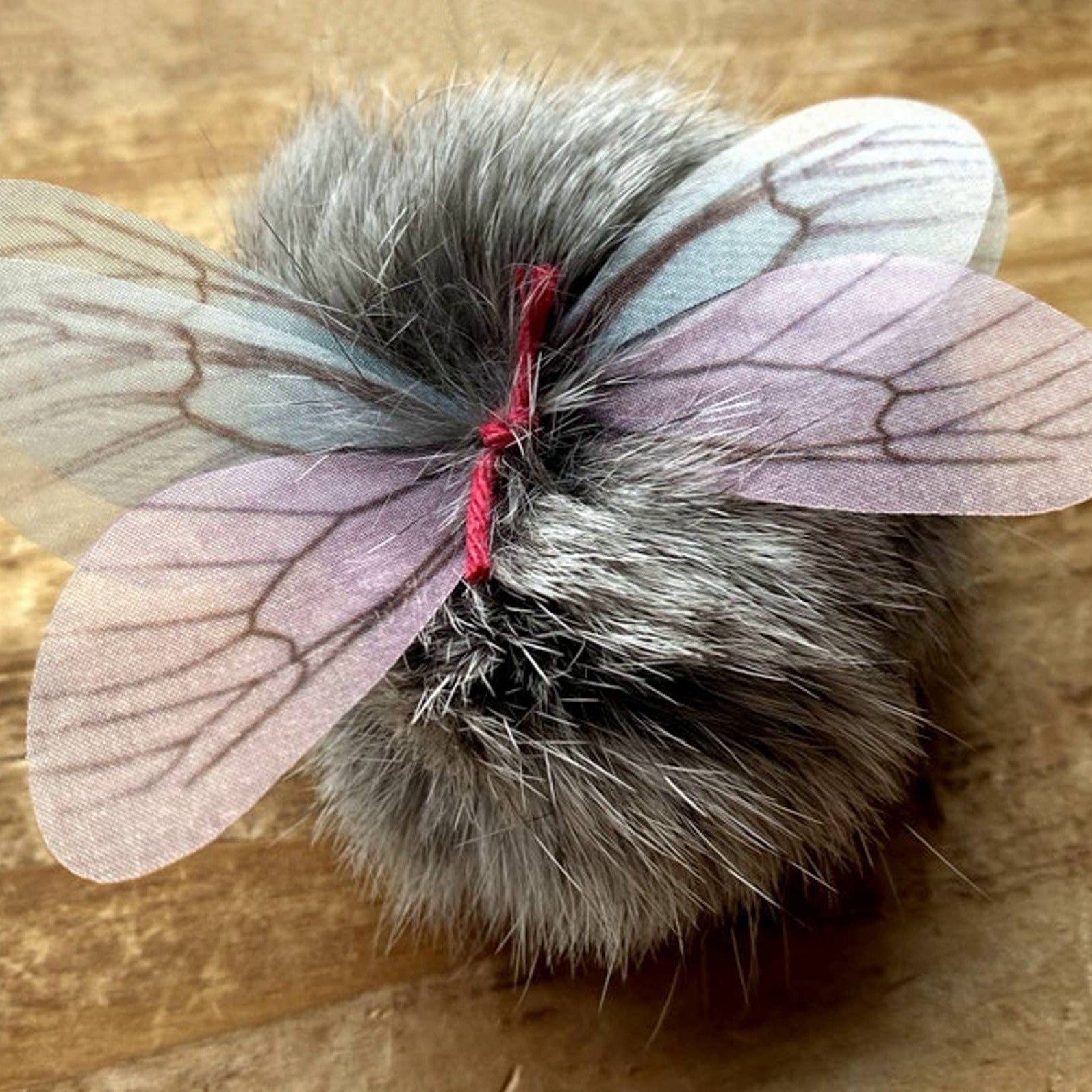 Natural Rabbit Fur, Cheese Cloth Wings, Cat Toys, Fur-Bumble - Lemon & Lavender