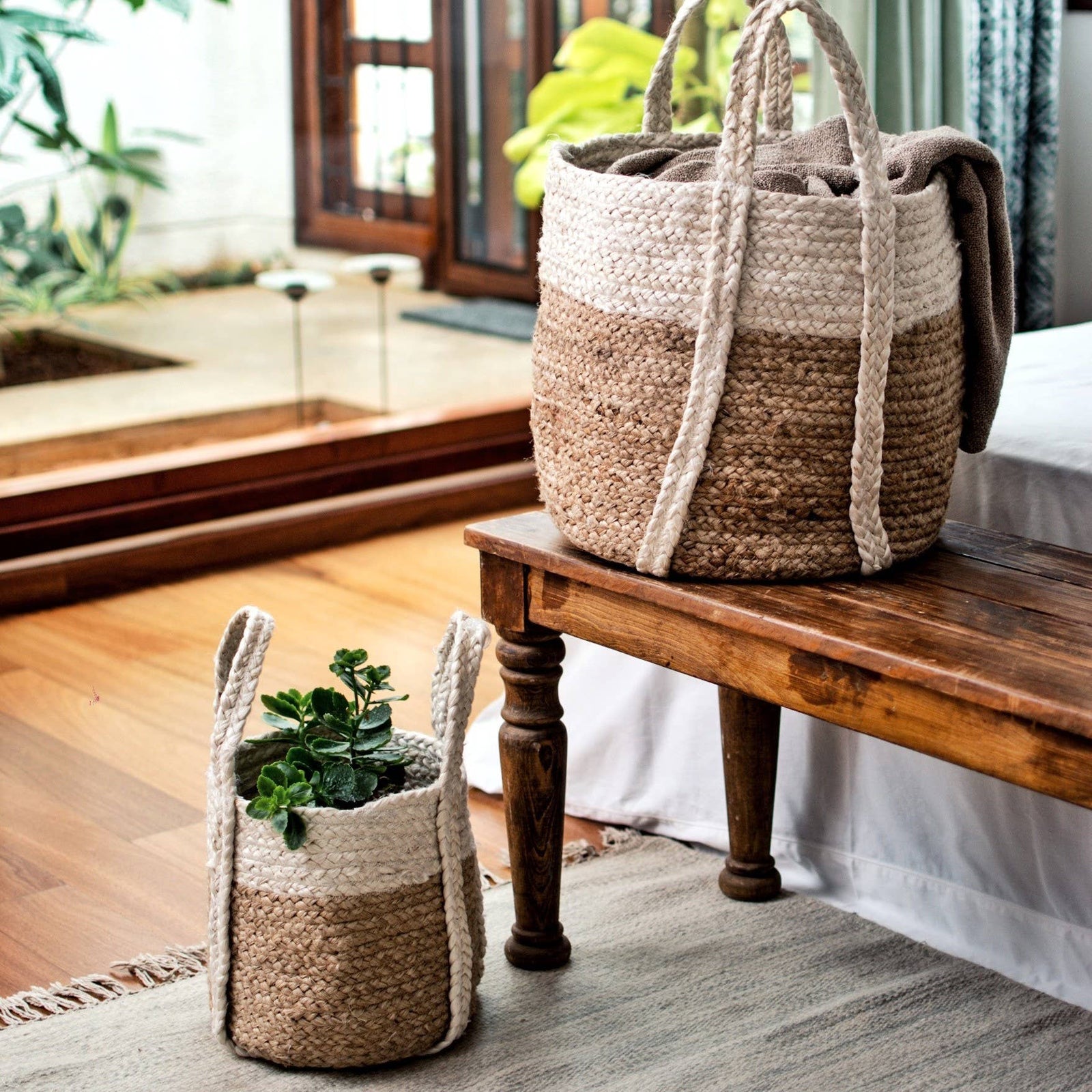 Jute Baskets - Two Sizes - Lemon & Lavender