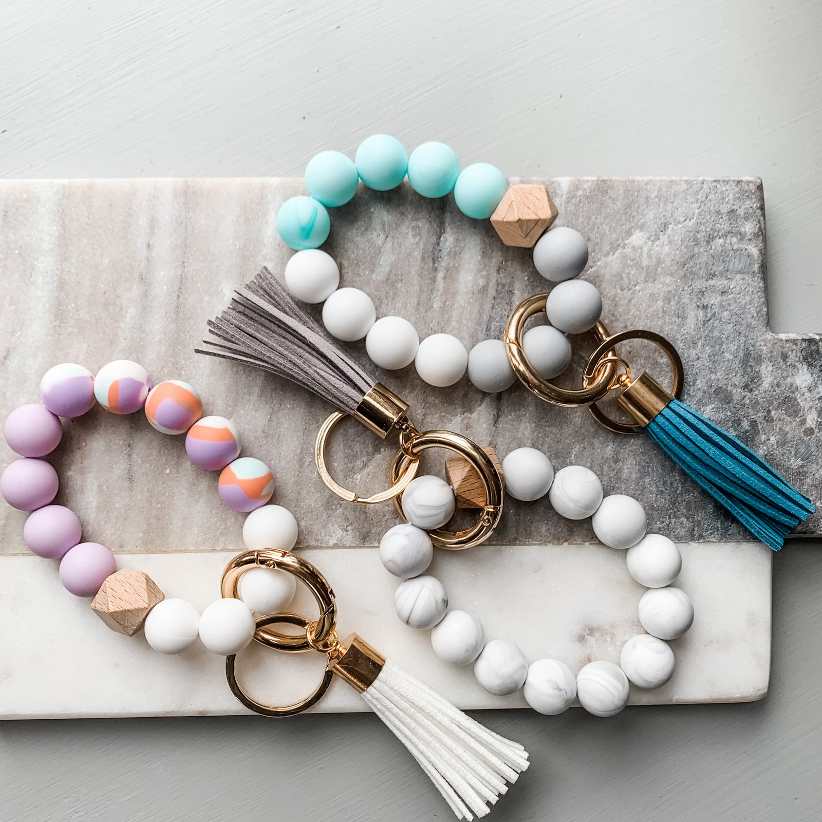 Silicone Wristlet Key Ring - Lemon & Lavender