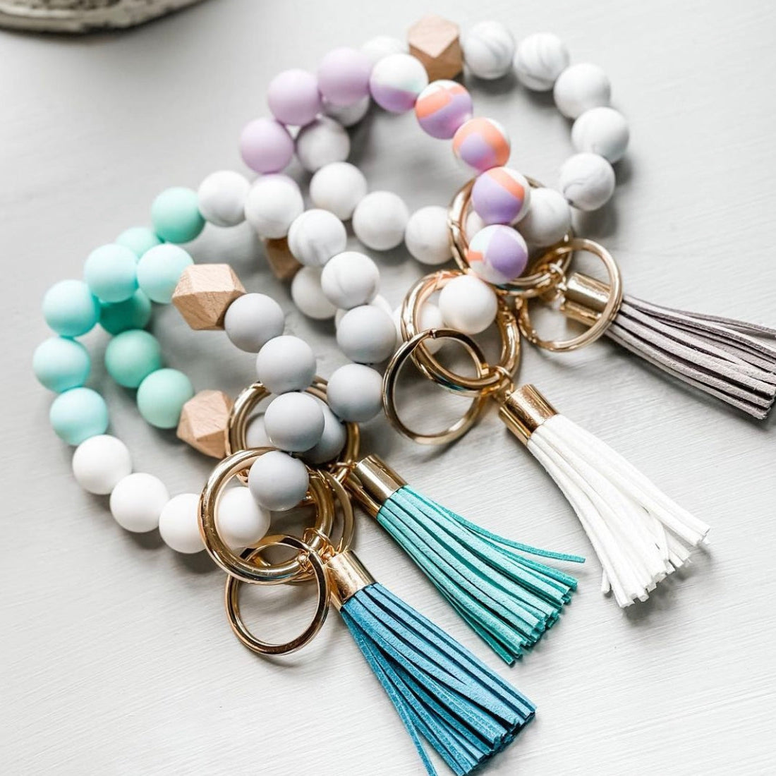 Silicone Wristlet Key Ring - Lemon & Lavender