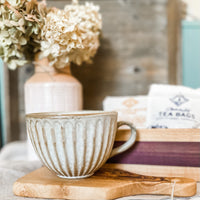 16 oz. Stoneware Pleated Mug, Reactive Glaze