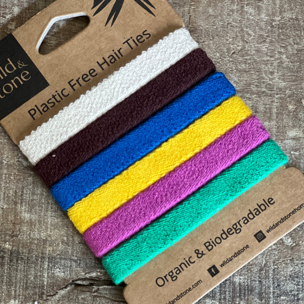 Hair Ties - Plastic Free - 6 Pack (Multi Colour)