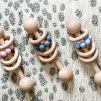 Wood and Silicone Baby Rattle